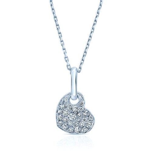 14k oro bianco diamante - diamante, cuore