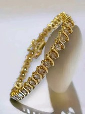 Bracciale Tennis Donna 5 TCW Taglio Tondo Creato in Laboratorio Diamanti Oro Giallo 14K Over