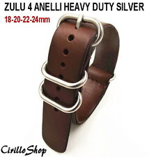 CINTURINO OROLOGIO PELLE G10 ZULU MARRONE CAFFè SCURO 18mm 20mm 22mm 24mm