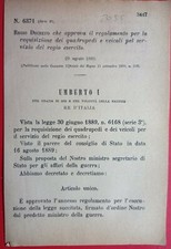 REGIO DECRETO CHE APPROVA REGOLAMENTO X QUADRUPEDI & VEICOLI REGIO ESERCITO-2056