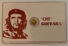 Tessera commemorativa con micro moneta placata oro CHE GUEVARA vintage