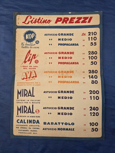 Antico listino prezzi italiano - antico,