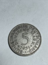 5 Marchi, 1951- Germania Repubblica Federale,Deutsche , moneta rara.