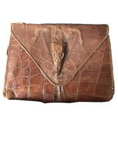 antica borsa pochette vintage in pelle di coccodrillo alligatore anni '30 40'