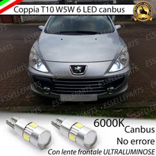 COPPIA LUCI DI POSIZIONE T10 W5W 6 LED PEUGEOT 307 RESTYLING CANBUS 6000K