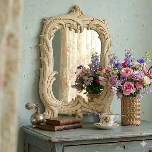 Specchio vintage ornato legno
