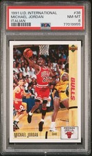 1991 UPPER DECK INTERNATIONAL 38 MICHAEL JORDAN ITALIANO psa 8