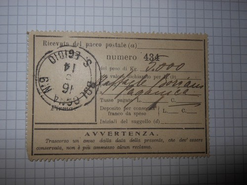 Ricevuta pacco postale - ricevuta,