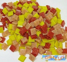 MOSAICO -Tessere mosaico pasta vetro 1x1 cm1kg/1500 pz -Misto rosso giallo beige