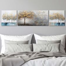 Quadri Albero della Vita, Q1470, Set 3 Stampe su Tela per Camera da Letto