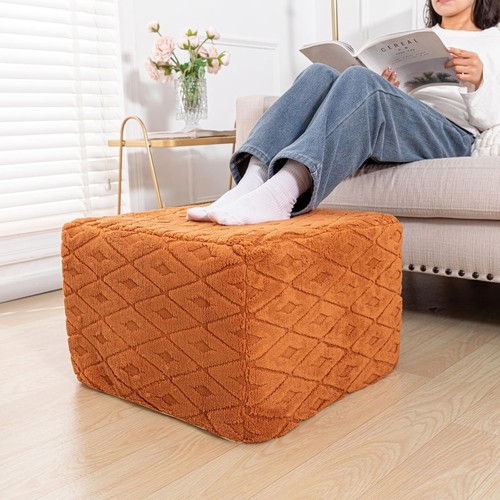 Fluffy square ottoman pouf - square,