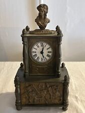 Antico orologio con carillon da tavolo in ottone firmato L'CLERK S. ETIENN 1902