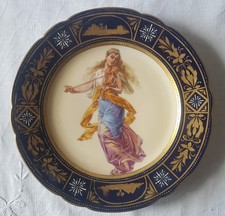 Antico Piatto Vienna porcellana dipinto a mano XIX sec , musicante violinista