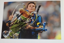 AUTOGRAFO JAVIER ZANETTI FOTO HAND SIGNED MAGLIA FC INTER SCUDETTO TRIPLETE 2010