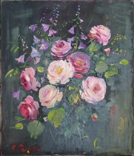 Rose fondo scuro quadro - su,
