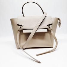 CELINE Hand Bag Beige Leather