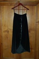 Gonna donna, Nera, Lunga, Velluto con bordini pelle, tg 38, Usata