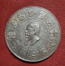 Moneta Antica. Commemorativa, Prima Esppsizione Italiana,1861;zinco argentato