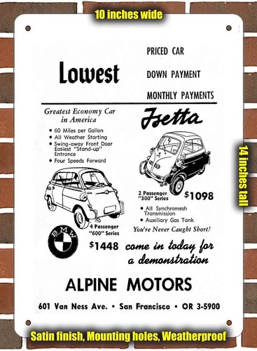 Metal sign 1958 bmw isetta - metal,