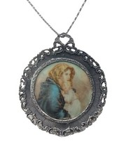 *HH* Pendente Ciondolo Religioso Votiva Devozionale Argento 800 Madonna Collana