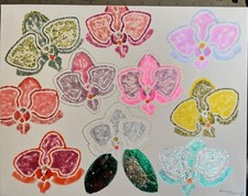 Collage orchidea tela glitter