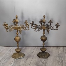 Coppia candelabri in bronzo a 6 braccia di cui uno dipinto in oro
