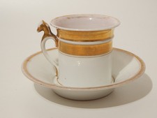 ANTICA PREZIOSA TAZZA PORCELLANA BIANCA E ORO IMPERO GINORI DOCCIA META' 800 #