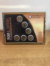 QUADRO (15X20) CON 6 MONETE COMMEMORATIVE DA 500 LIRE