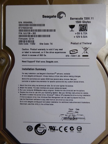 Seagate st31500341as s n - st31500341as, |