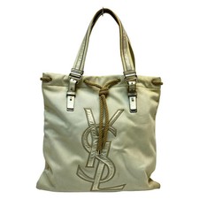 Borsa tote Yves Saint Laurent Rive Gauche in tela beige vintage autentica