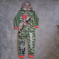 Pigiama bambino Jurassic World dinosauro 1 pezzo in pile senza piedi, taglia 10/12 cappuccio