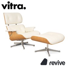 Poltrona Vitra Eames Lounge Chair pelle legno crema bianco marrone incl. pouf