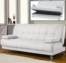 DIVANO LETTO CONTENITORE RECLINABILE ECOPELLE BIANCO CON CUSCINI CONTRASSEGNO IT