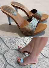 Zoccoli usati fantasia azzurro serpente tacco medio 36 come da foto