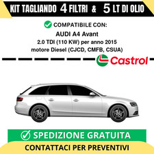 Tagliando per AUDI A4 Avant 2.0 TDI 110 kw - 5 Lt di Castrol + 4 Filtri anno ...