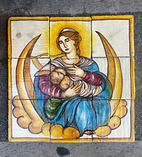 Mattonella riggiola Madonna Vergine Immacolata Bambin Gesù Caltagirone maiolica