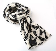 MAISON SCOTCH Sciarpa Donna OS Beige Nero Mistura Di Lana A Triangolo Motivo