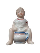 *HH* Antica Statua Porcellana Salvadanaio Bambino Vasetto Vaso Bagno Statuetta