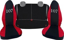 set coprisedili auto completo per peugeot 107 in cotone rosso/nero made in ita