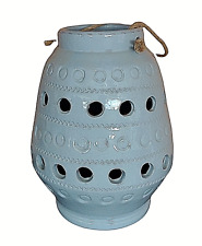 Lanterna anfora in ceramica grande porta candela da esterno interno con corda