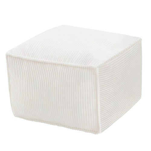 20x15 inch beige square pouf - beige,