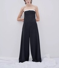 ZARA Tuta Lunga Combinata Spalle Scoperte Blu Marino tg.S