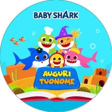 Cialda BABY SHARK Decorazione Torta Ostia o Zucchero