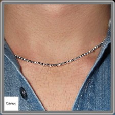 Collana da Uomo in Argento Vero e Pietre Naturali in Ematite Gioielli Uomo 45 cm
