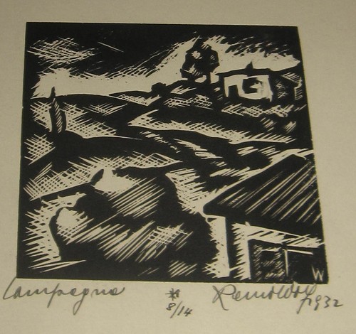 1932 remo wolf xilografia - remo,