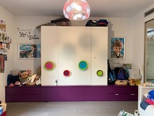 MOBILE ARMADIO IN LEGNO A TRE ANTE bianco laccato