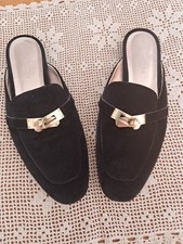 Hermès Ciabattine Oz In Velluto Nero Taglia 38