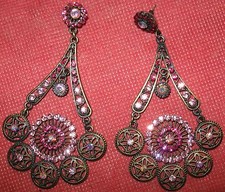 Orecchini pendenti etnici cristalli rosa - Bijoux