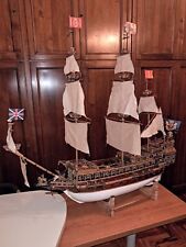 Antico Modellino Galeone Veliero Vascello Nave Pirati Inglese Francese Legno Old