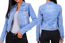 Giacca di jeans da donna giacca da donna denim elasticizzato jeans giacca da mezza stagione jacket blu